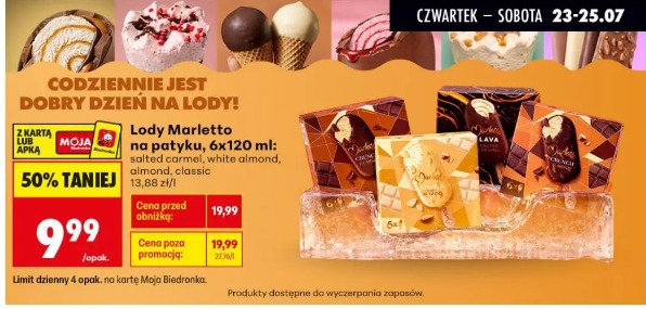 Lody Marletto na patyku, 6x120 ml