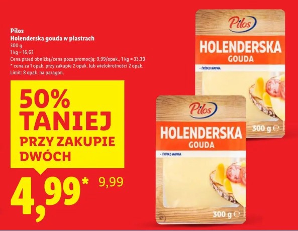 Pilos Holenderska gouda w plastrach
