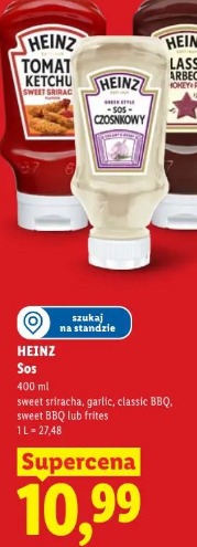 Heinz Sos sweet sriracha, garlic, classic BBQ, sweet BBQ lub frites