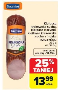 Kiełbasa krakowska sucha, kiełbasa z szynki, kiełbasa krakowska sucha z indyka TARCZYŃSKI