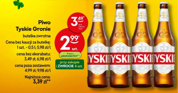 Piwo Tyskie Gronie butelka zwrotna