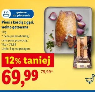 Pierś z kością z gęsi, wolno gotowana