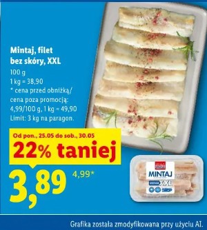 Mintaj, filet bez skóry, XXL