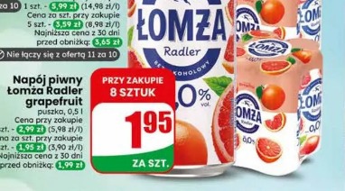 Napój piwny Łomża Radler grapefruit