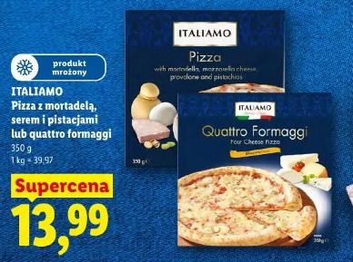 Italiamo Pizza z mortadelą, serem i pistacjami lub quattro formaggi
