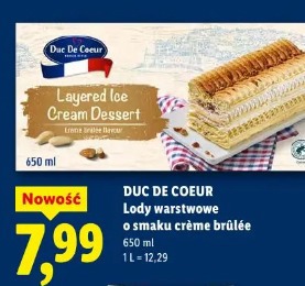 Duc De Coeur Lody warstwowe o smaku crème brûlée