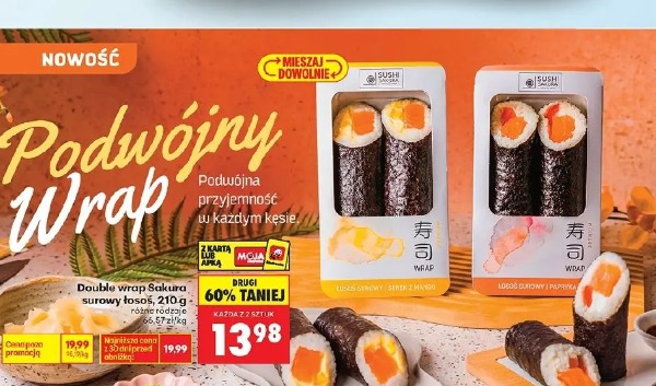 Double wrap Sakura surowy łosoś