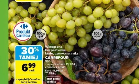 Winogrona bezpestkowe białe, czerwone, miks CARREFOUR