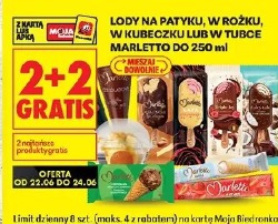 Lody na patyku, w rożku, w kubeczku lub w tubce Marletto