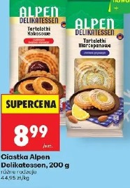 Ciastka Alpen Delikatessen: tartaletki kokosowe, tartaletki marcepanowe