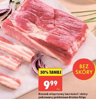 Boczek wieprzowy bez kości i skóry pakowany próżniowo Kraina Mięs