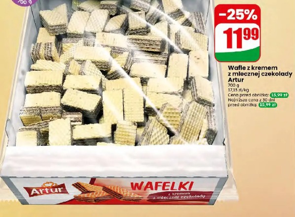 Wafle z kremem z mlecznej czekolady Artur