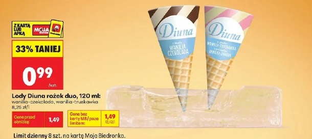 Lody Diuna rożek duo