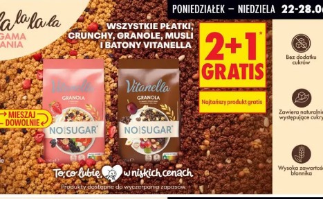 Wszystkie płatki, crunchy, granole, musli i batony Vitanella