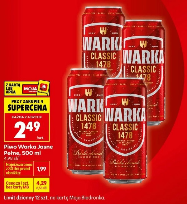 Piwo Warka Jasne Pełne