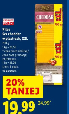 Ser cheddar w plastrach, XXL Pilos