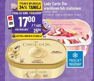 Lody Carte D'or waniliowe lub malinowe