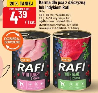 Karma dla psa z dziczyzną lub indykiem Rafi
