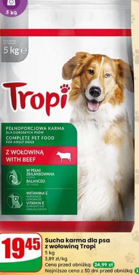 Tropi sucha karma dla psa z wołowiną