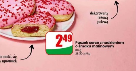 Pączek serce z nadzieniem o smaku malinowym