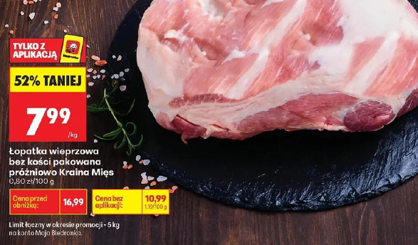 Łopatka wieprzowa bez kości pakowana próżniowo Kraina Mięs