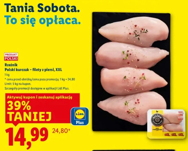 Rzeźnik Polski kurczak – filety z piersi, XXL