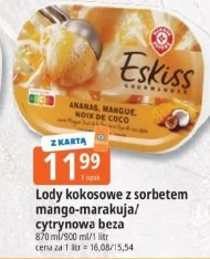 Lody kokosowe z sorbetem mango-marakuja/cytrynowa beza Eskiss