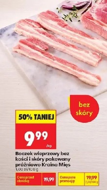 Boczek wieprzowy bez kości i skóry pakowany próżniowo Kraina Mięs