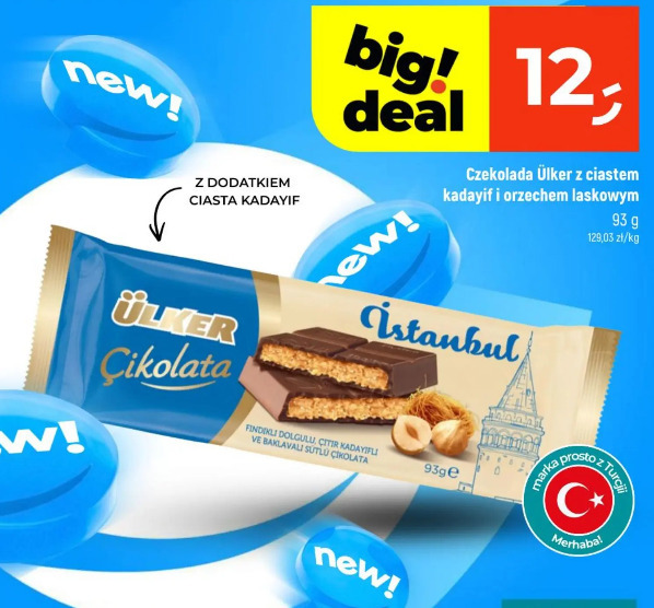 Czekolada Ülker z ciastem kadayıf i orzechem laskowym