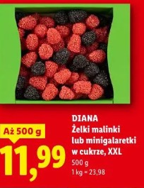 Diana Żelki malinki lub minigalaretki w cukrze, XXL
