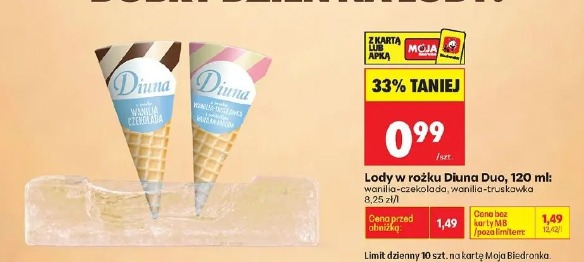 Lody w rożku Diuna Duo