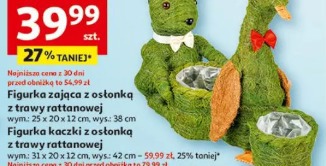 Figurka zająca z osłonką z trawy rattanowej