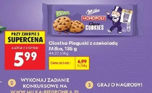Ciastka pieguski z czekoladą Milka