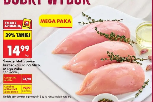 Świeży filet z piersi kurczaka Kraina Mięs Mega PAKA