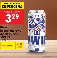 Piwo bezalkoholowe Żywiec 0,0%, 500 ml