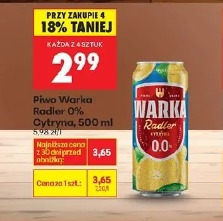 Piwo Warka Radler 0% Cytryną