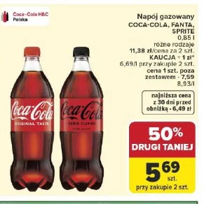 Napój gazowany Coca-Cola, Fanta, Sprite 0,85 l różne rodzaje