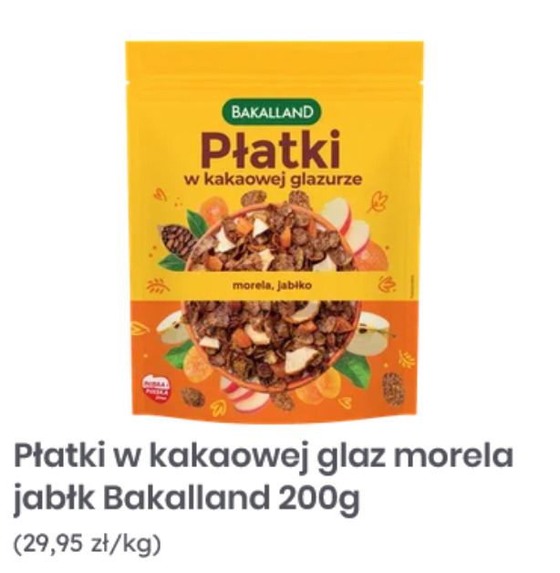 Płatki w kakaowej glaz morela jabłko Bakalland