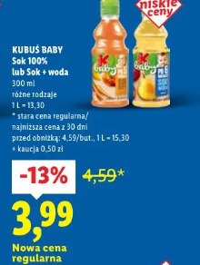 Kubuś Baby Sok 100% lub Sok + woda