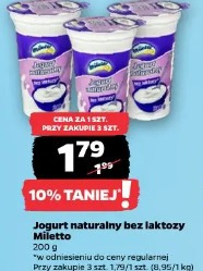 Jogurt naturalny bez laktozy Miletto