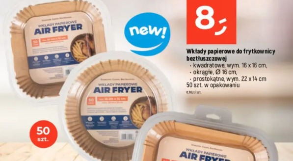 Wkłady papierowe do frytkownicy beztłuszczowej