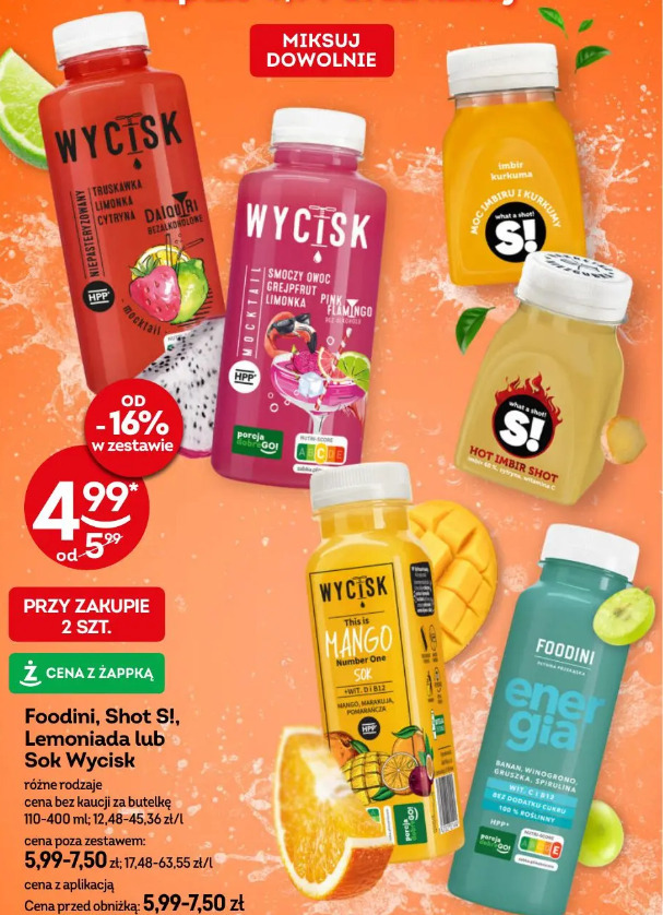 Foodini, Shot S!, Lemoniada lub Sok Wycisk różne rodzaje
