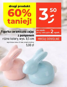 Figurka ceramiczna zając z pomponem