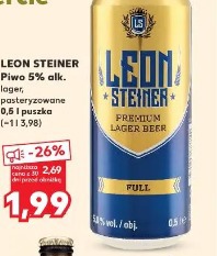 Leon Steiner Piwo 5% alk. lager, pasteryzowane