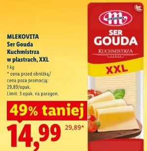 Mlekovita Ser Gouda Kuchmistrza w plastrach, XXL