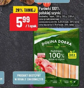Parówki 100% polskiej szynki Dolina Dobra