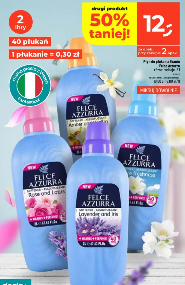 Płyn do płukania tkanin Felce Azzurra różne rodzaje