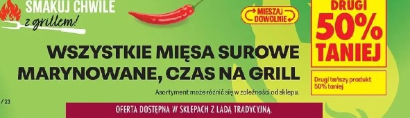 Wszystkie mięsa surowe marynowane, czas na grill drugi 50% tanirj