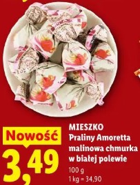 Mieszko Praliny Amoretta malinowa chmurka w białej polewie