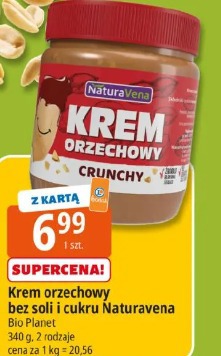 Krem orzechowy bez soli i cukru Naturavena Bio Planet